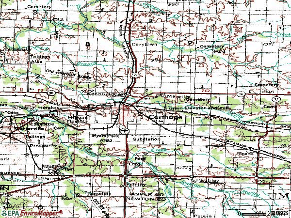 Zip code 64836 topographic map
