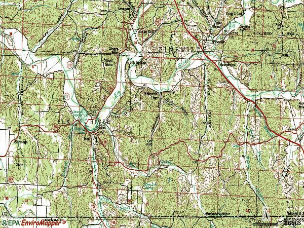Zip code 64854 topographic map