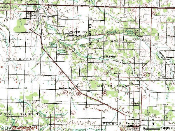 Zip code 64873 topographic map