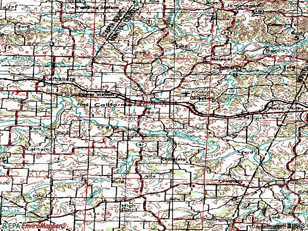 Zip code 65018 topographic map