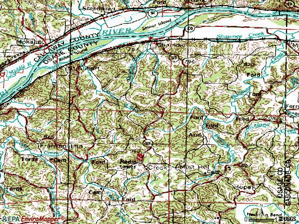 Zip code 65024 topographic map