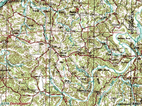 Zip code 65051 topographic map