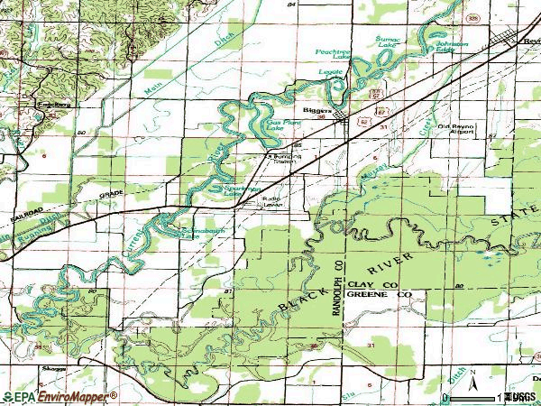 Zip code 72413 topographic map