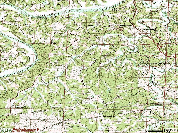 Zip code 65085 topographic map