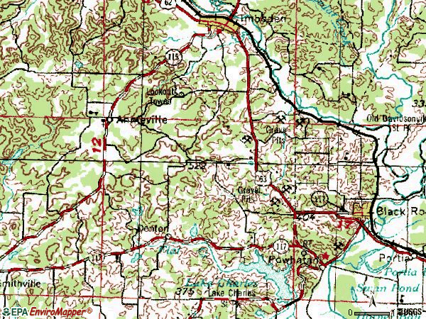 Zip code 72415 topographic map