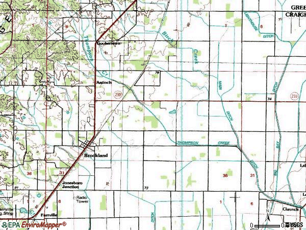 Zip code 72417 topographic map