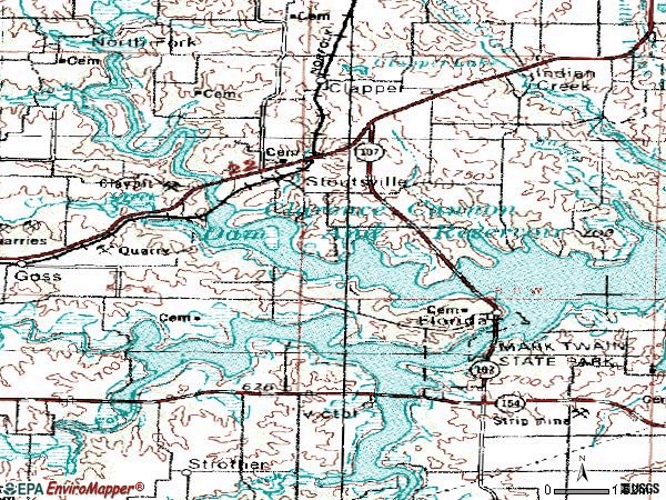 Zip code 65279 topographic map