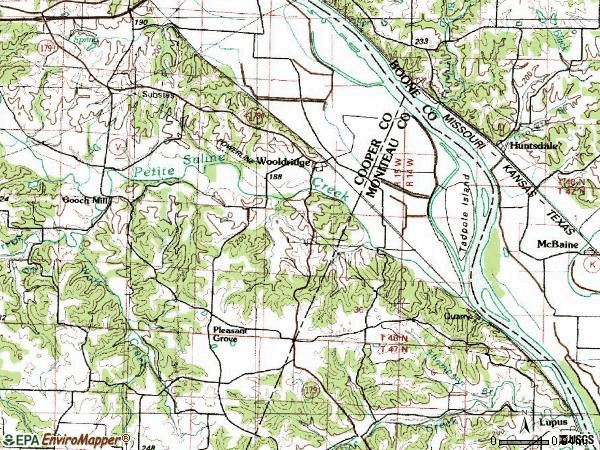 Zip code 65287 topographic map