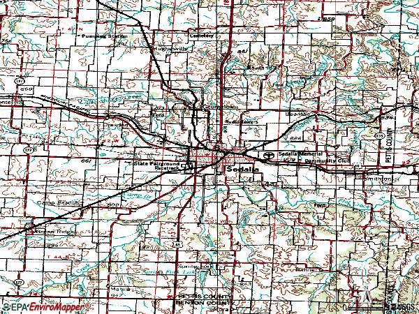 Zip code 65301 topographic map