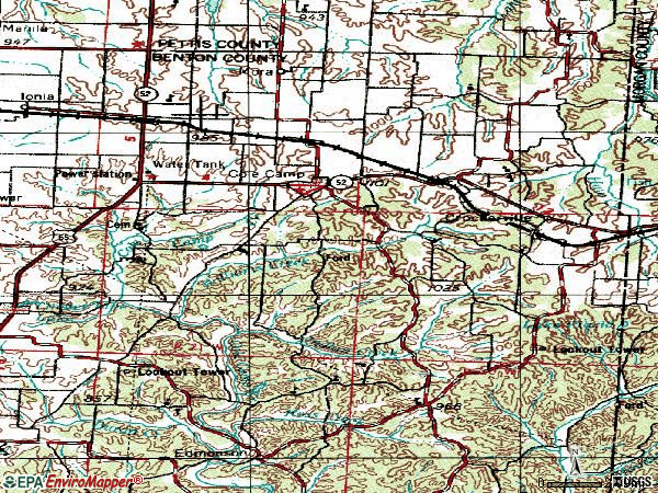 Zip code 65325 topographic map