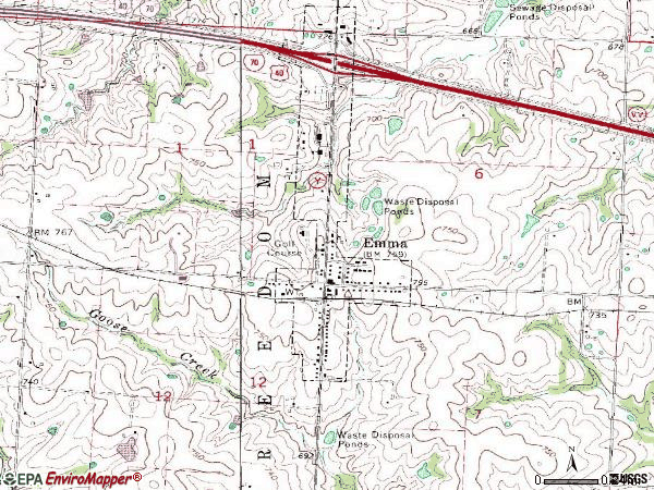 Zip code 65327 topographic map