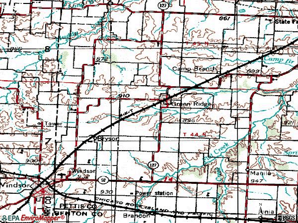Zip code 65332 topographic map