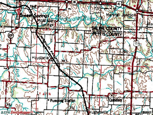 Zip code 65333 topographic map