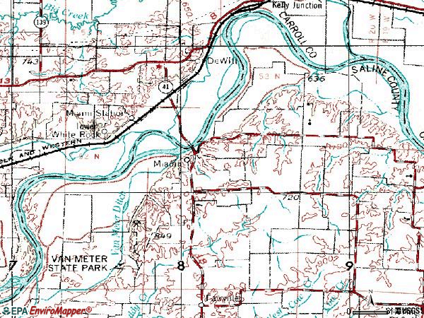 Zip code 65344 topographic map