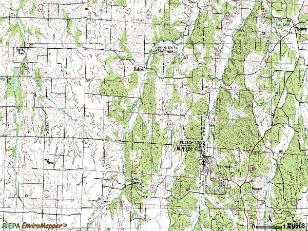 Zip code 65345 topographic map