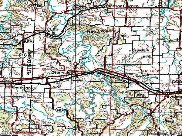 Zip code 65348 topographic map
