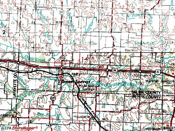 Zip code 65351 topographic map