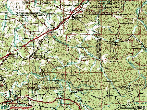 Zip code 65441 topographic map