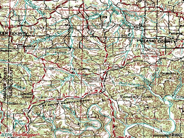 Zip code 65452 topographic map