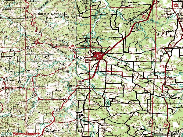 Zip code 65483 topographic map
