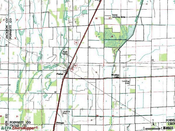 Zip code 72429 topographic map