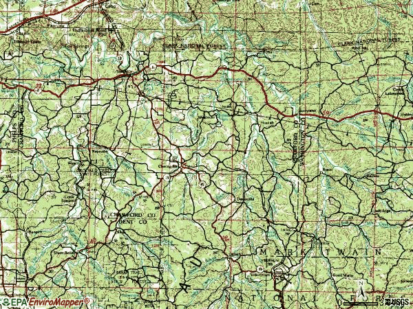 Zip code 65565 topographic map