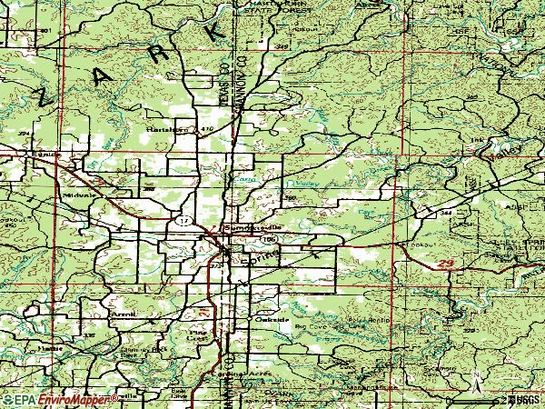 Zip code 65571 topographic map