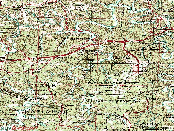 Zip code 65583 topographic map