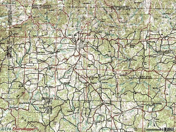 Zip code 65608 topographic map