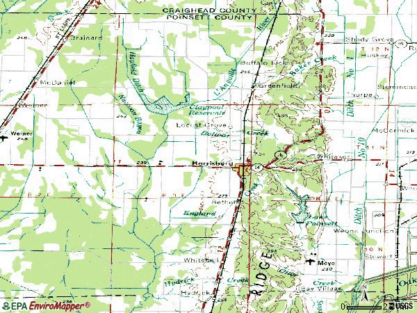 Zip code 72432 topographic map