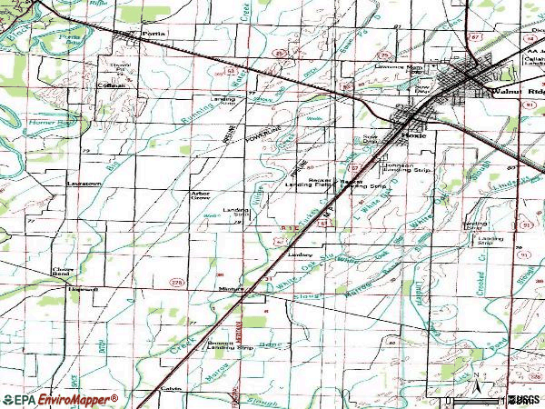 Zip code 72433 topographic map