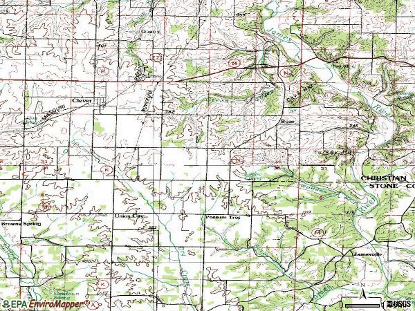Zip code 65631 topographic map
