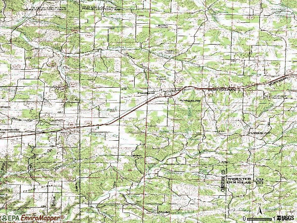 Zip code 65652 topographic map