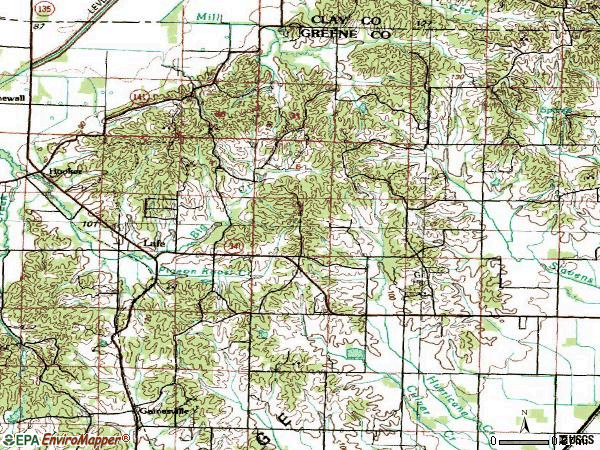 Zip code 72436 topographic map