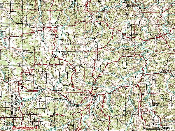 Zip code 65667 topographic map