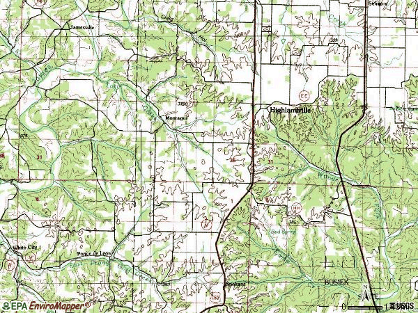 Zip code 65669 topographic map