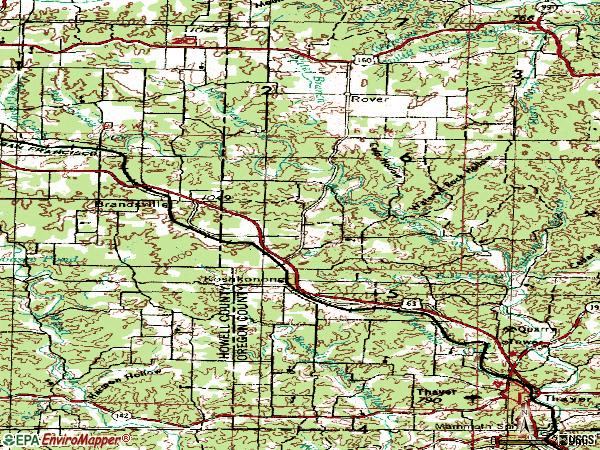 Zip code 65692 topographic map