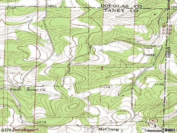 Zip code 65701 topographic map