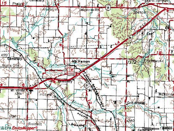 Zip code 65712 topographic map