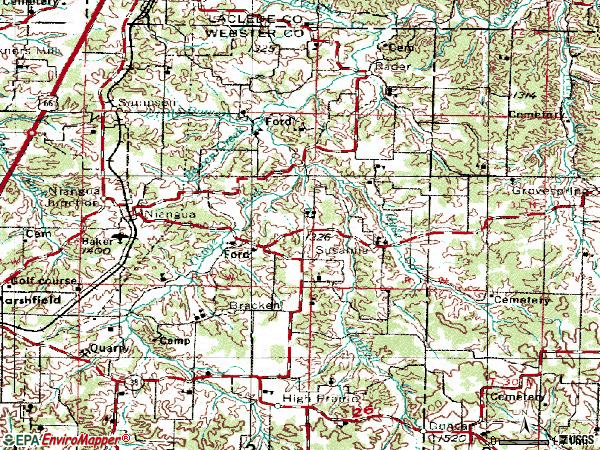 Zip code 65713 topographic map