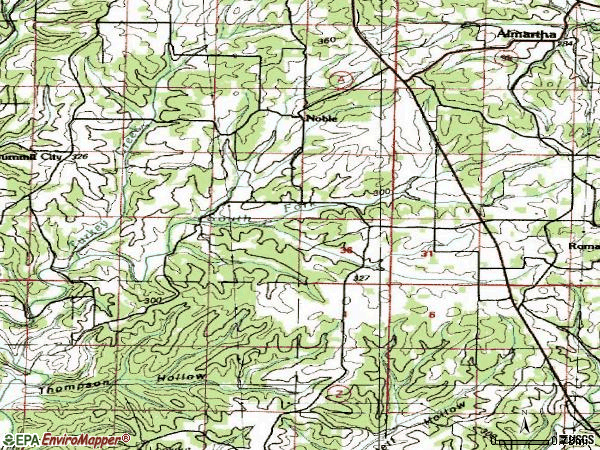 Zip code 65715 topographic map