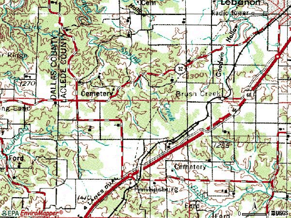 Zip code 65722 topographic map