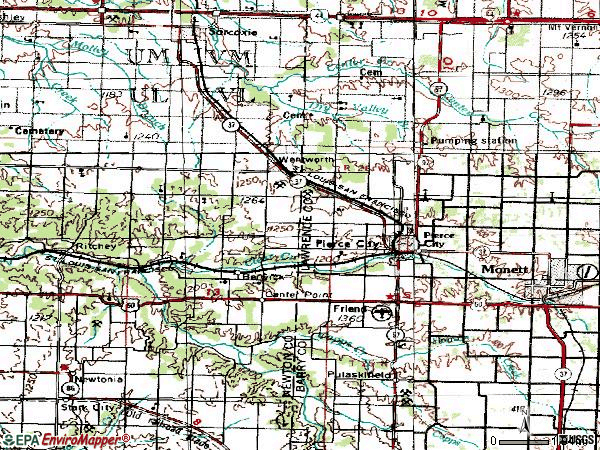 Zip code 65723 topographic map