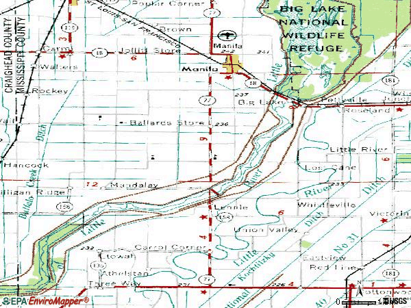 Zip code 72442 topographic map