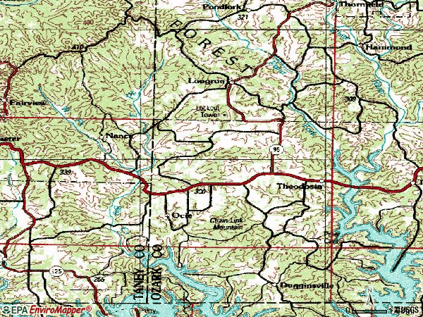 Zip code 65761 topographic map