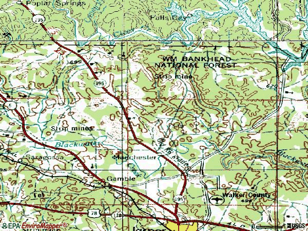 Zip code 35503 topographic map
