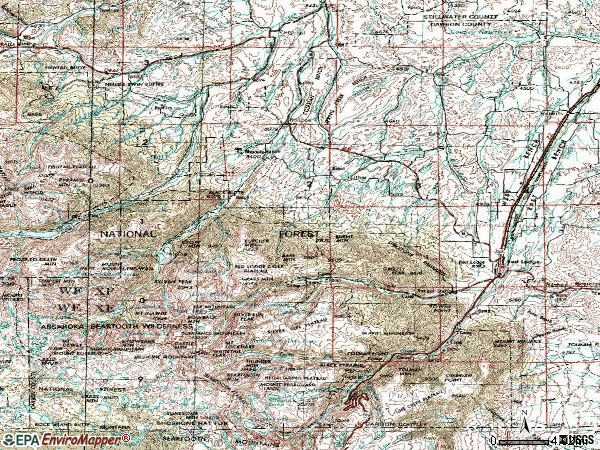 Zip code 59068 topographic map