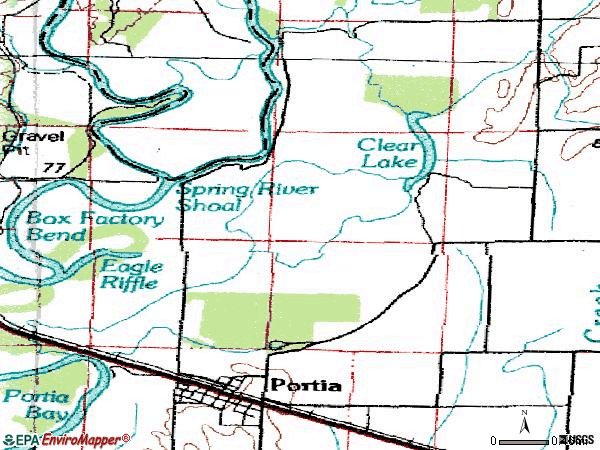 Zip code 72457 topographic map