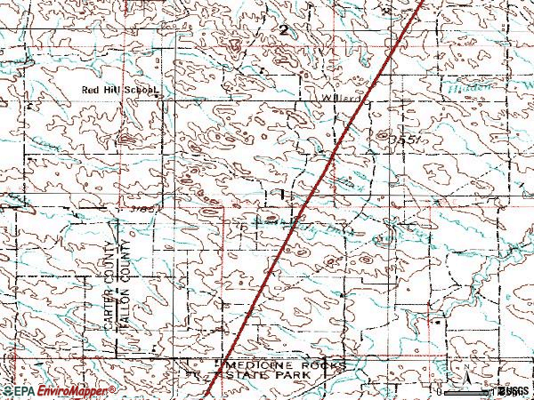 Zip code 59354 topographic map