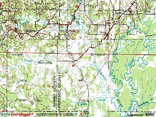 Zip code 72469 topographic map